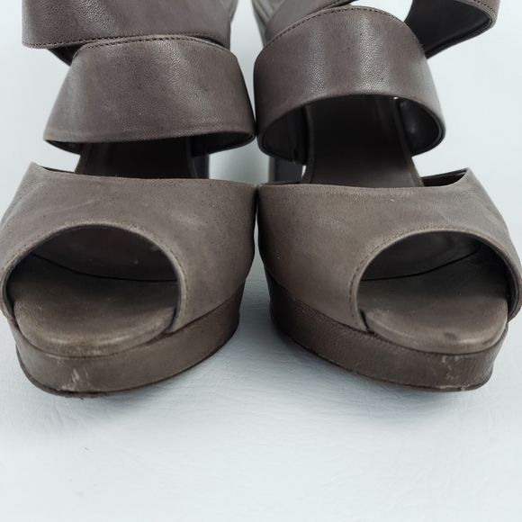 J. Crew Collins Leather Platform Peep Toes - Picture 3 of 8